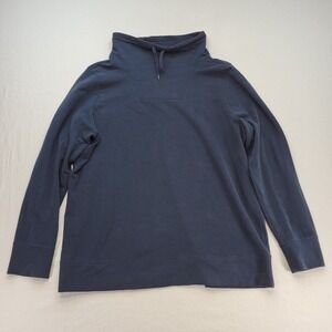 LL Bean Shirt Womens XL Black Cowl Neck Long Sleeve Pullover Turtleneck Cotton